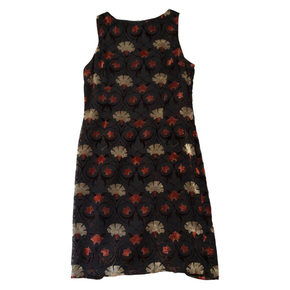 Maggy London Burnout Velvet Dress Sz 14 Floral Sheath Vintage 1990s Party Style - Picture 11 of 12